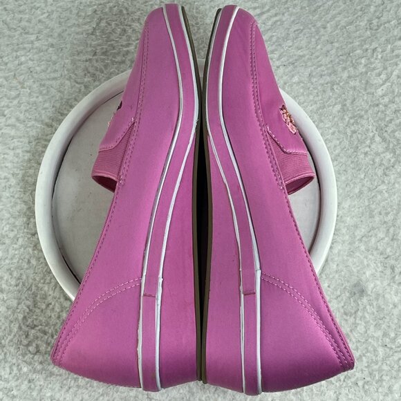 Keds Grasshoppers Shoes Womens 10W Pink Red Hat Society Slip On Wedge Heel - Picture 7 of 10